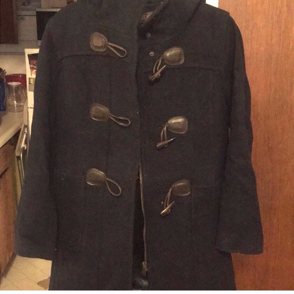 Peddleton Navy Wool Blend Hooded Duffle Coat